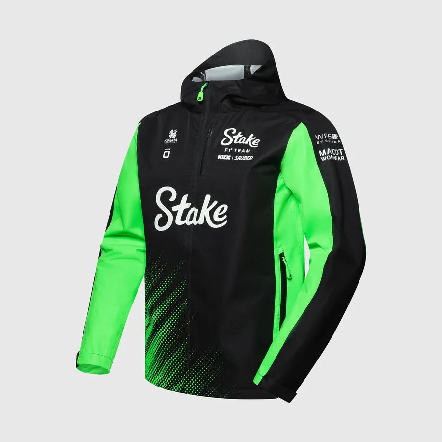 Stake F1 Kick Sauber 2025 Team Rain Jacket - Black/Green
