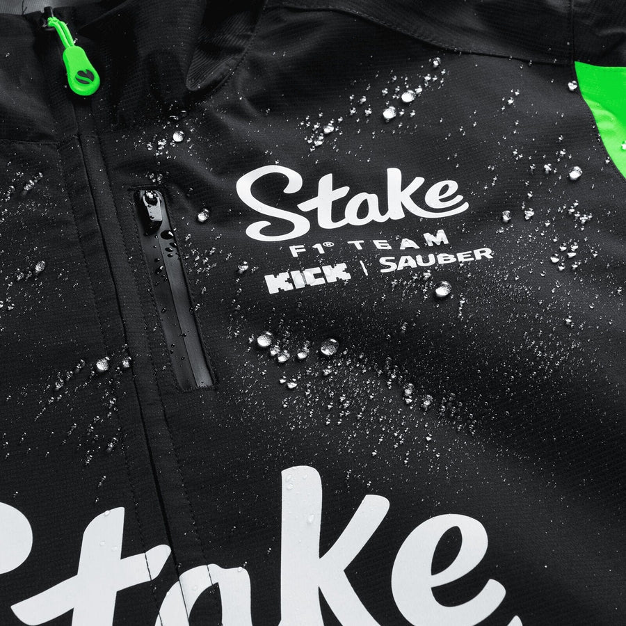 Stake F1 Kick Sauber 2025 Team Rain Jacket - Black/Green