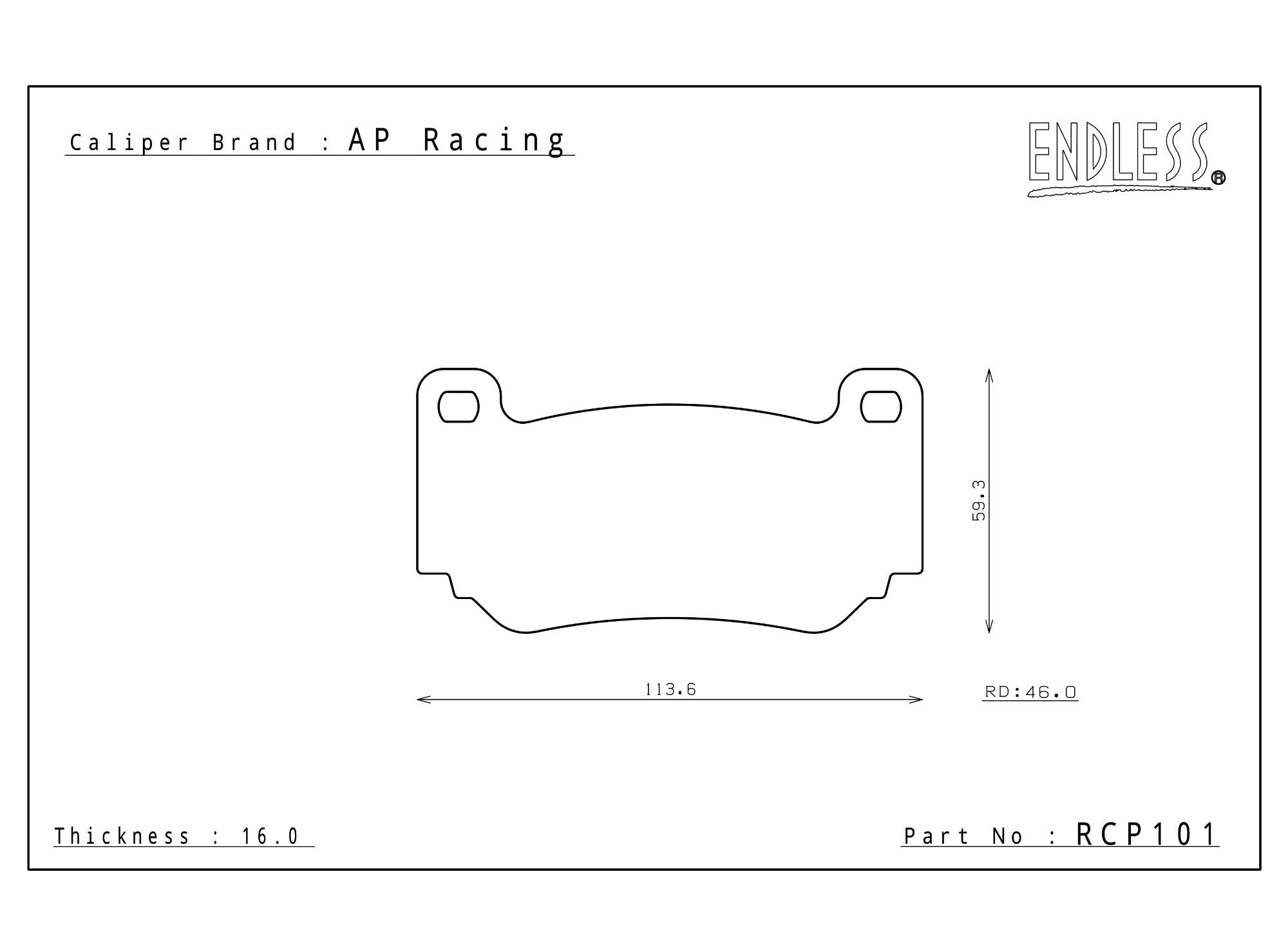 Endless Racing & Street Brake Pads - RCP101