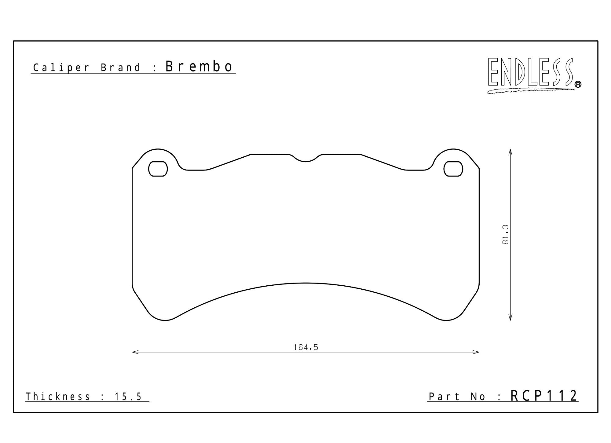 Endless Racing & Street Brake Pads - RCP112