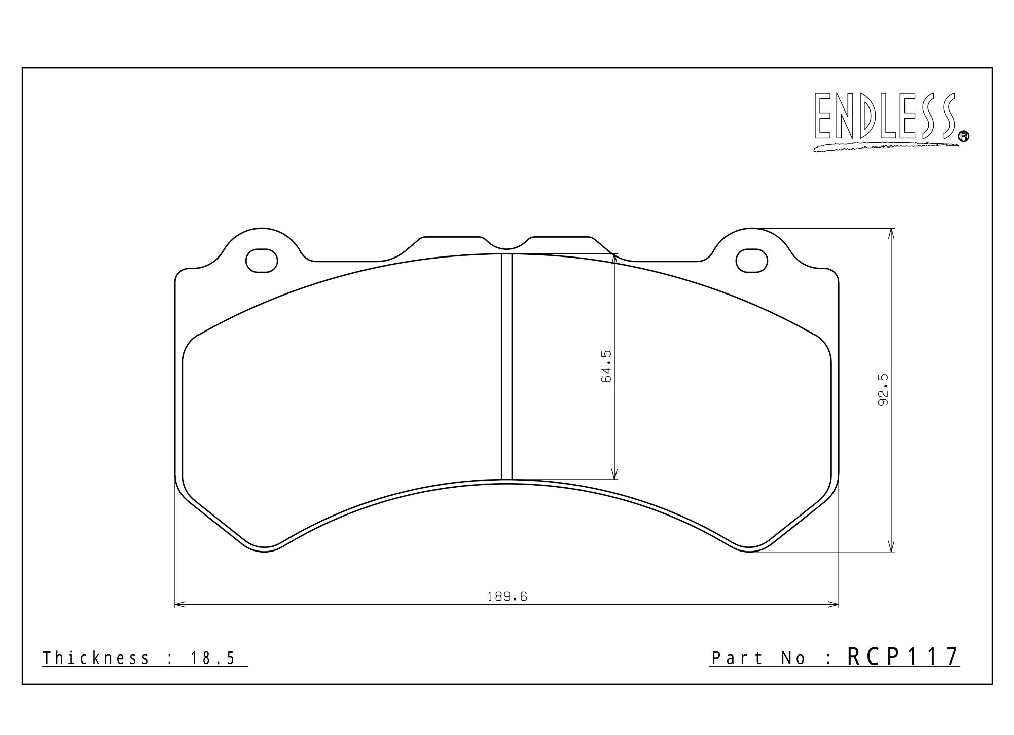 Endless Racing & Street Brake Pads - RCP117