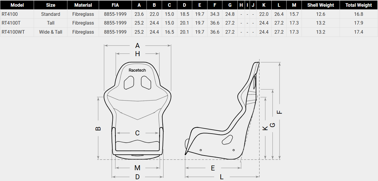 RACETECH RT4100 Racing Seat