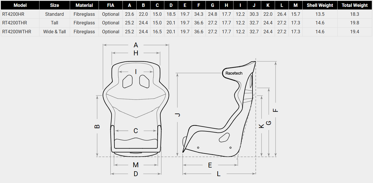 RACETECH RT4200HR Racing Seat