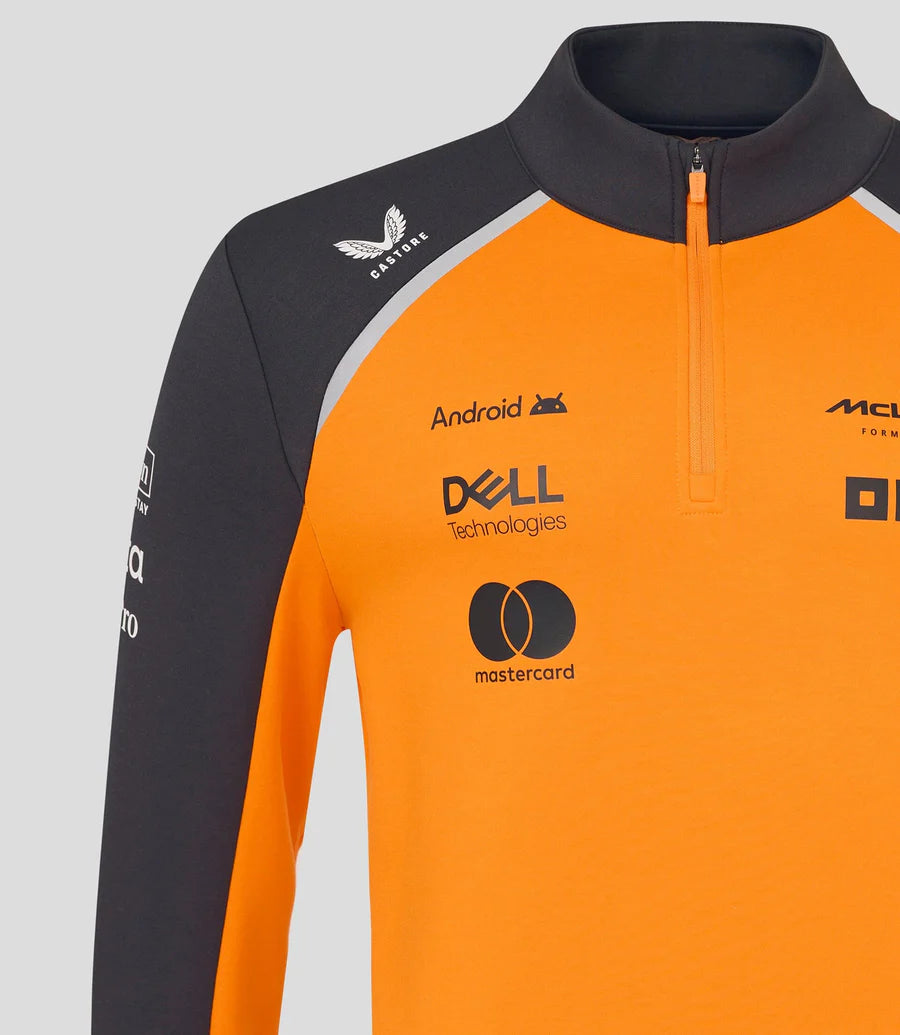 McLaren F1 Men's 2025 Team 1/4 Zip Mid Layer - Papaya/Phantom