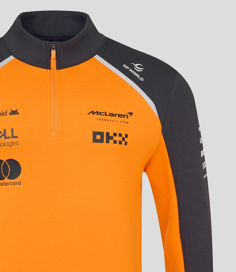 McLaren F1 Men's 2025 Team 1/4 Zip Mid Layer - Papaya/Phantom