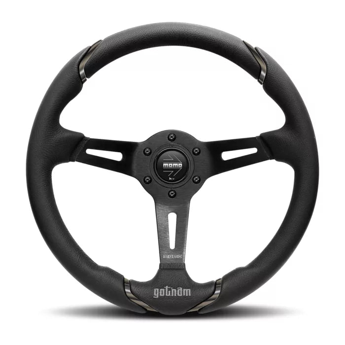Momo Gotham Steering Wheel 350 mm - Black Leather/Black Spokes main image 0