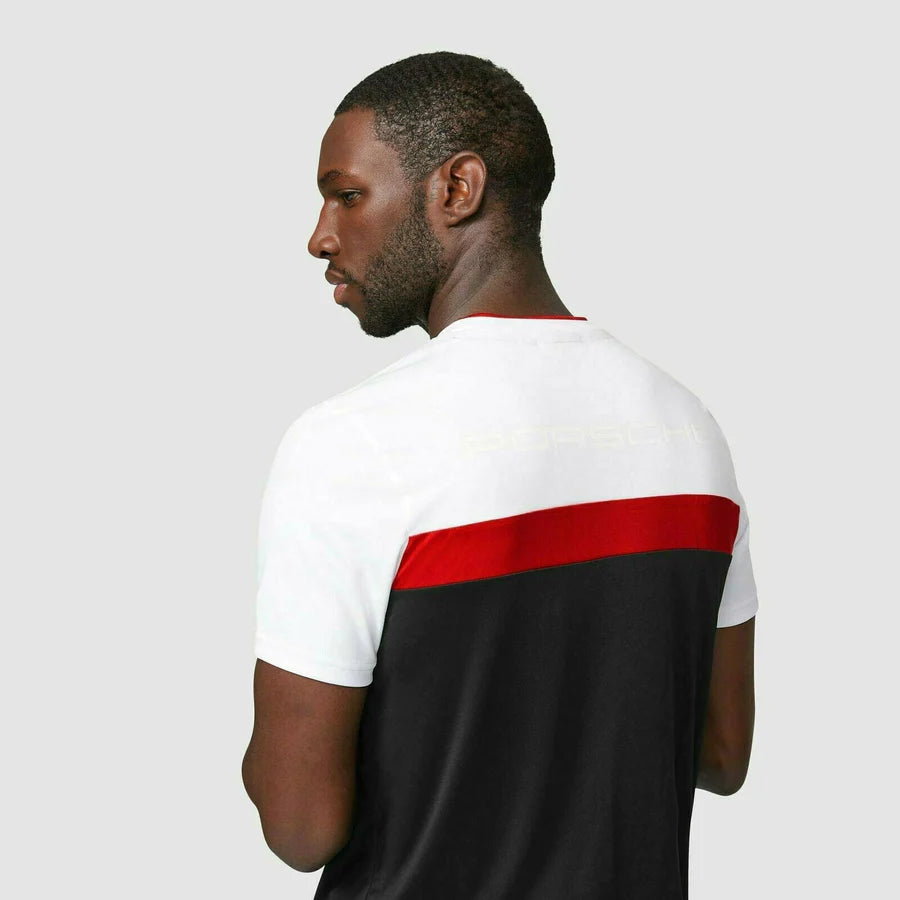 Porsche Motorsport Men's Color Block T-Shirt Black, Red & White