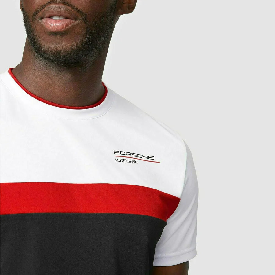 Porsche Motorsport Men's Color Block T-Shirt Black, Red & White