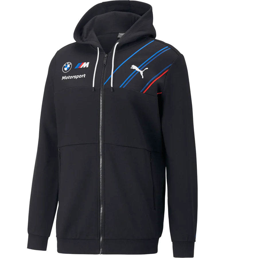 BMW Motorsport Mens Team Full Zip Hooded Sweatshirt - Gray