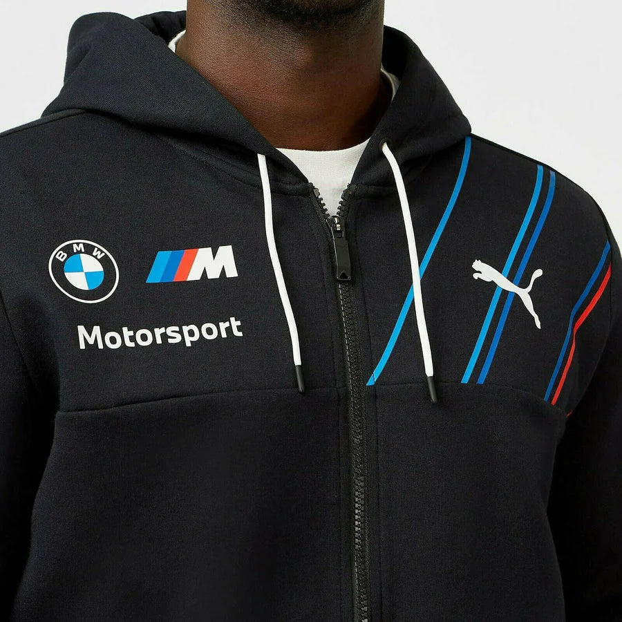 BMW Motorsport Mens Team Full Zip Hooded Sweatshirt - Gray