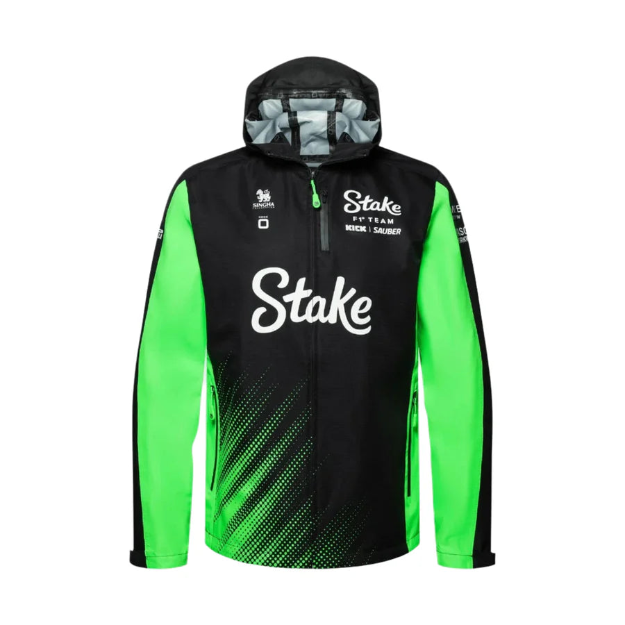 Stake F1 Kick Sauber 2025 Team Rain Jacket - Black/Green