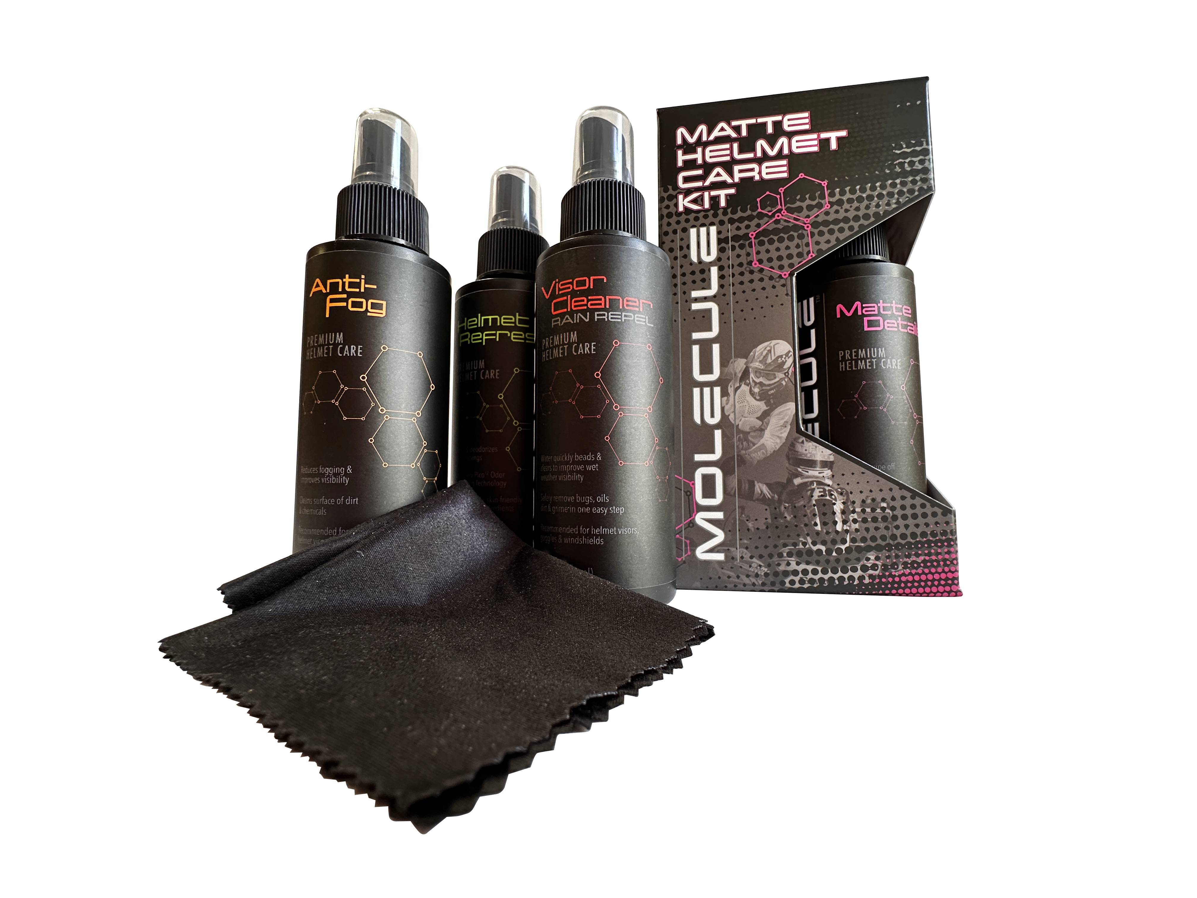 MOLECULE Matte Helmet Care Kit – 4oz Sprayers