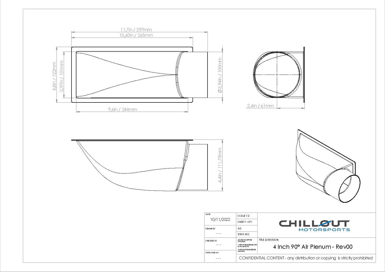 CHILLOUT 4" Carbon Fiber 90º Air Plenum