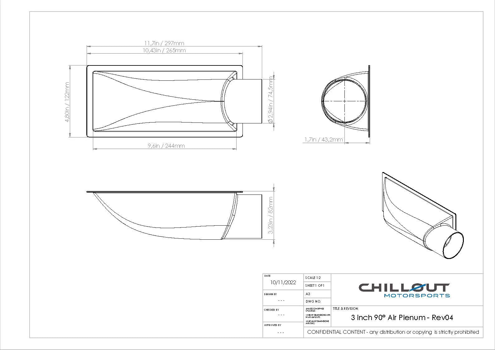 CHILLOUT 3" Carbon Fiber 90º Air Plenum