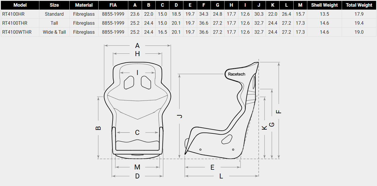 RACETECH RT4100HR Racing Seat