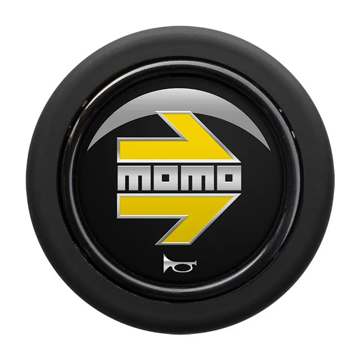 MOMO ARROW HORN BUTTON - YELLOW + CHROME LOGO